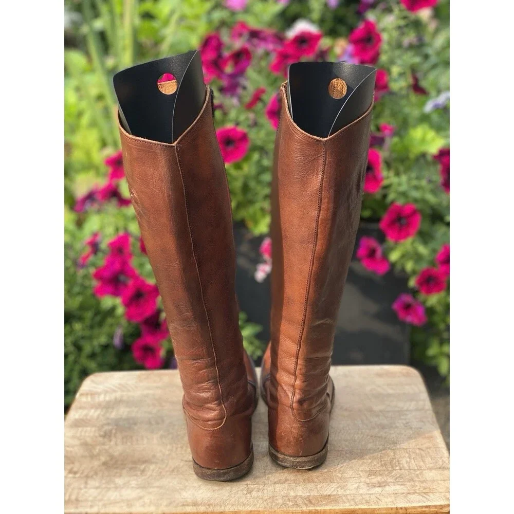 Over-the-Knee Leather Riding Boots - Brown